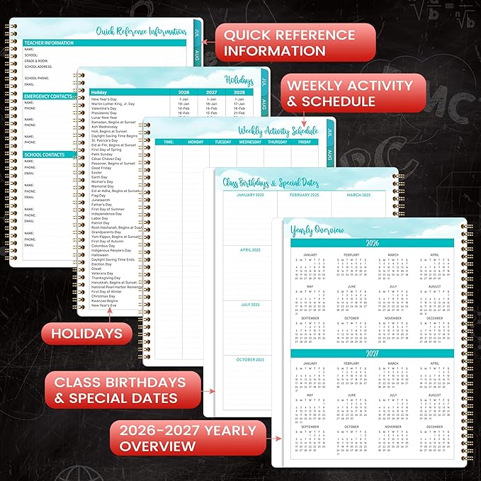 Teacher Planner 2026-2027 - 2026-2027 Teacher Planner Academic Year, Jul. 2026 - Jun. 2027, 9'' x 11'', 2026-2027 Lesson Plan Book for Teacher Academic Year