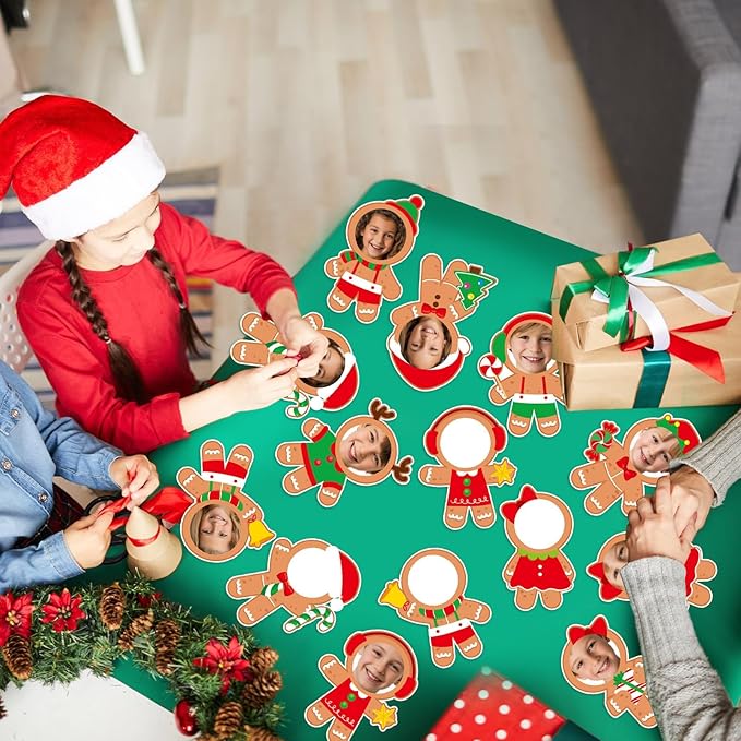 80Pcs Christmas Gingerbread Photo Cutouts Xmas Paper Decorations Bulletin Board Christmas Gingerbread Man Paper Cut-Outs Classroom Decor for Photo DIY Craft Classroom Home Winter Party Favor Supplies