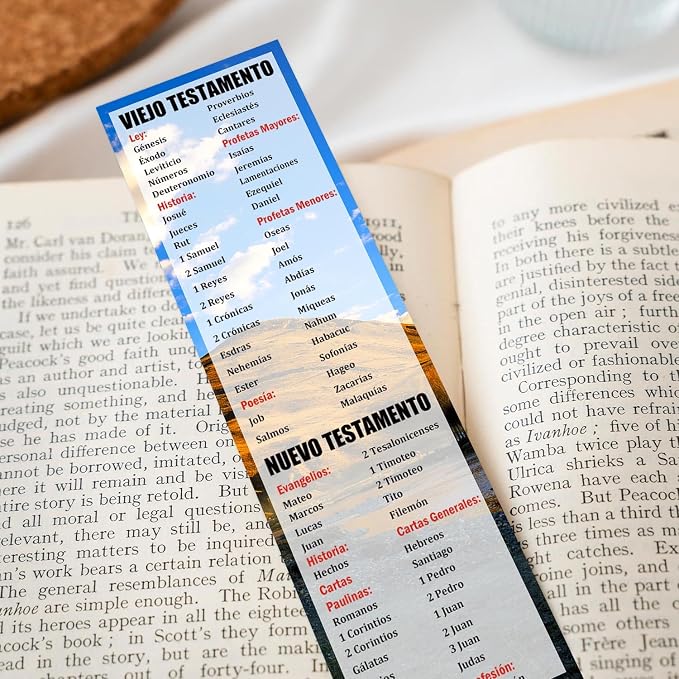 Bilingual Bible Bookmarks Book of Bible Spanish Bookmark 2.25x8 Inch Double-Sided Christians Religious Bookmarks for Book Lovers Readers Office Supplies Gift 40 Pack