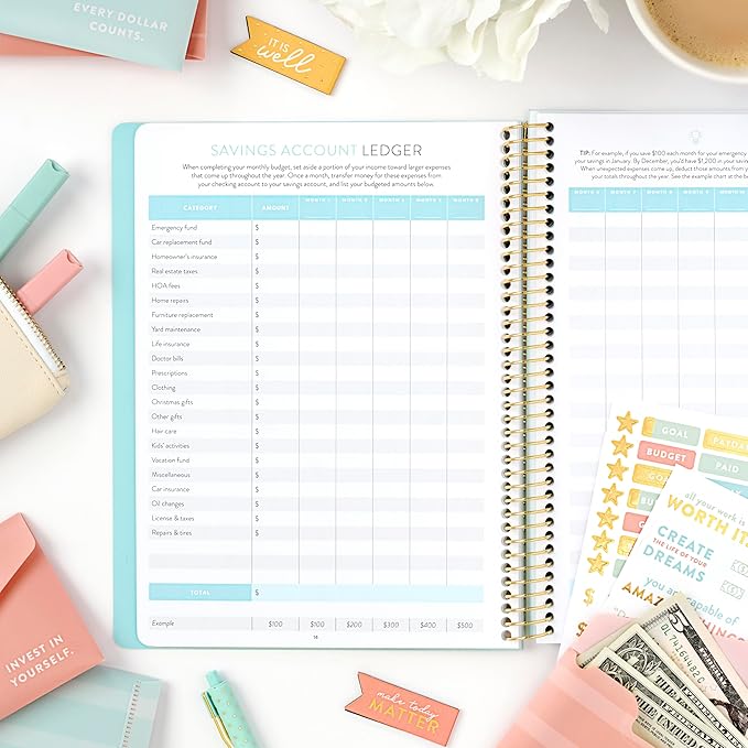 PPP Money Planner | 10 Cash Budget Envelopes | Budget Planner | Annual & Monthly Financial Worksheet, Expense, Saving & Debt Reduction Pages | Stickers | Long-Term Financial Goals | Spend Ledger