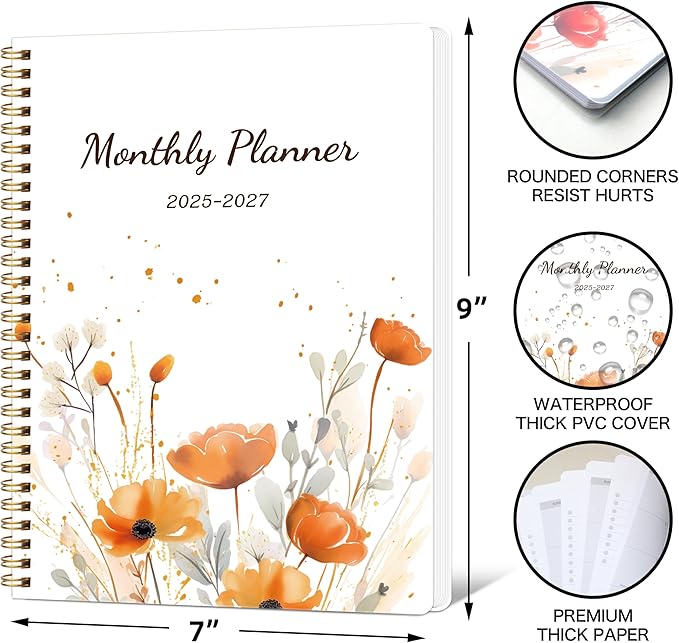 Monthly Planner 2025-2027, July 2025 - June 2027, 7" x 9", 2 Year Calendar 2025-2027 Monthly Planner, 24 month Calendar Perfect for School & Office