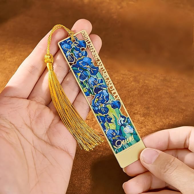 4 PCS Metal Bookmarks with Tassels,Vintage Van Gogh Bookmark,Gift Box Package, Book Lover Gifts for Women Adults Teens Teacher