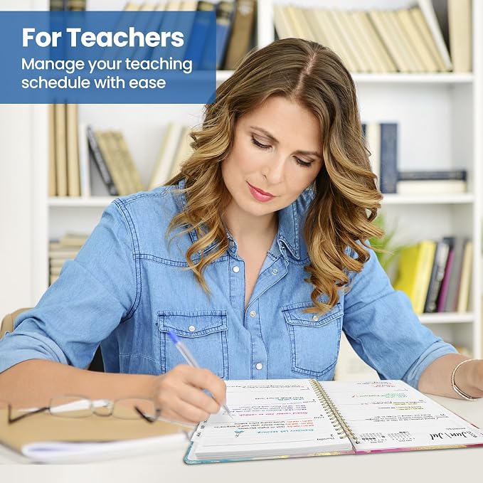 Planner 2026–2027, Academic Planner Weekly and Monthly Calendar Jul 2026 – Jun 2027 Hardcover Planner with Tabs and Pocket, Spiral Bound Agenda Book for Student & Teacher, 8.5" x 11", Color Splash
