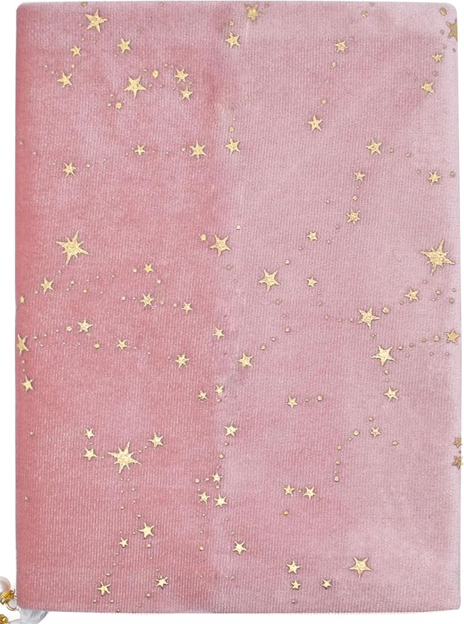 BLBMH 5.5x8.5 Fabric Bible Cover Non-Stretch | Built-in Bookmark | Handmade Washable Book Sleeve for Paperback Journal Privacy Reading Gift for Women - Velvet Pink