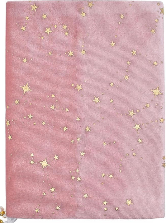 BLBMH 5.5x8.5 Fabric Bible Cover Non-Stretch | Built-in Bookmark | Handmade Washable Book Sleeve for Paperback Journal Privacy Reading Gift for Women - Velvet Pink