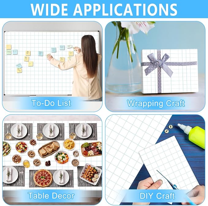 Blue Grid Graph Bulletin Board Roll Reusable Waterproof Erasable Blue Grid Bulletin Board Roll Loose Leaf Graph Non-Woven Fabric Background Poster for Classroom Decor Wrapping DIY Craft 15.7" x 40ft