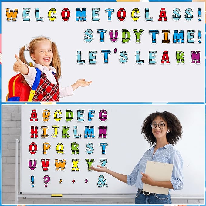 150 PCS Large 6" Bulletin Board Letters Set, Colorful Crayon Themed Classroom Alphabet Cutout Letter for Bulletin Board Display Home School, A Great Helper to Inspire Students' Learning Interest