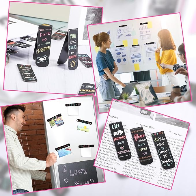 48 Pcs Magnetic Bookmarks, 24 Styles Inspirational Magnet Book Markers Motivational Encouraging Magnetic Page Clip Stocking Stuffers for Women Student School Reading Gifts
