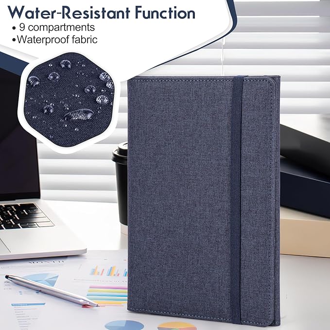 Trifold Planner Cover for Rocketbook Smart Notebook | Executive Size A5 (8.8"x6") Portfolio Organizer with File Pocket | Waterproof Protective Case for Rocketbook & Accessories (Blue)