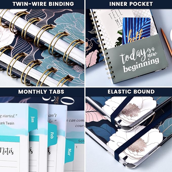 2026 Planner - Jan. 2026 - Dec. 2026, 2026 Planner Weekly and Monthly with Tabs, 6.3" x 8.4", Planner 2026, Hardcover with Back Pocket + Thick Paper + Twin-Wire Binding, Perfect Daily Organizer