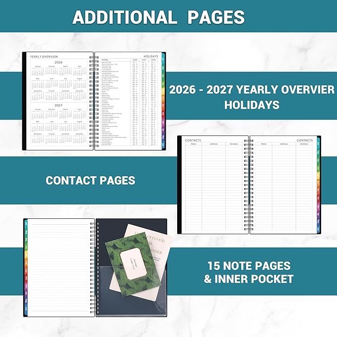 Planner 2026-2027 - Academic Planner 2026-2027, Weekly and Monthly, Jul 2026 - Jun 2027, 26-27 Planner 6.3” × 8.4”, Notes, Thick Paper, Back Pocket, Twin-wire Binding