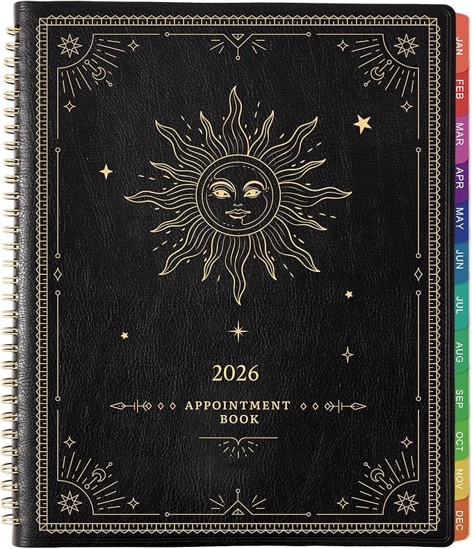 2026 Appointment Book - 2026 Daily Hourly Planner, Jan 2026 - Dec 2026, 9"x 11", 2026 Planner, Large Planner Weekly Monthly Appointment Book 2026, 15-Minute Interval, Flexible Cover - The Sun