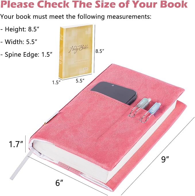 APLUFINE Velvet Book Cover for Paperbacks, Reusable Fabric Book Cover with Pockets, Adjustable Book Protector for Softcover Books, Journals & Bibles