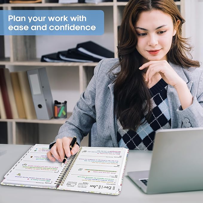 2026 Planner, Weekly and Monthly Calendar Planner Book, January 2026 - December 2026, Hardcover Spiral Planner with Monthly Tabs, Notes Pages, Perfect for Women & Men, A5 (6.4" x 8.5") - Ditsy