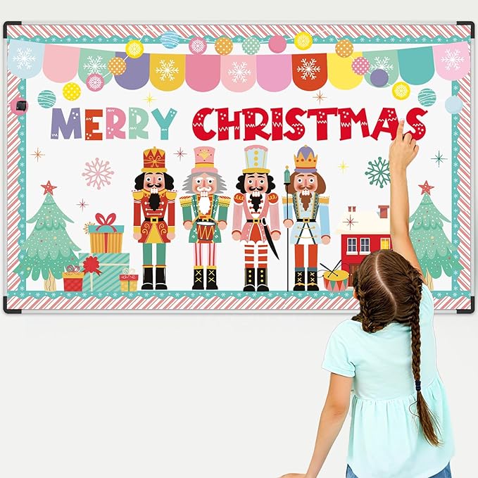 Christmas Nutcracker Bulletin Board Set Nutcracker Bulletin Board Decoration Set Merry Christmas Decoration Kit Xmas Cutouts for Classroom Wall Fireplace Holiday Party Garden Indoor Outdoor Decor