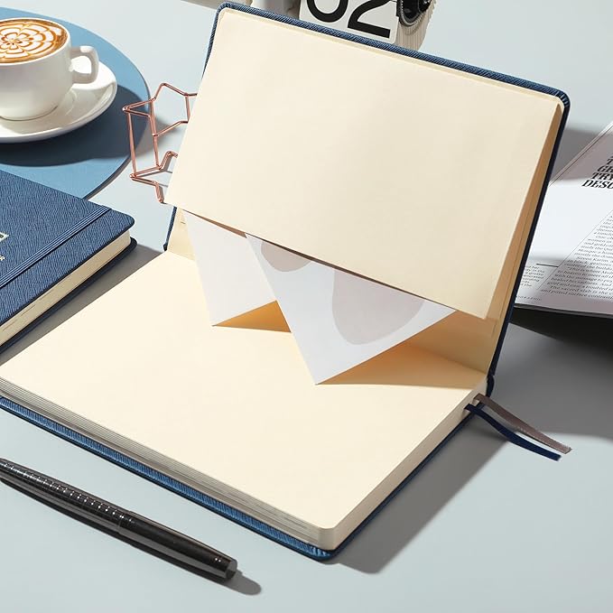 Artfan Planner 2026-2027 - Academic Planner 2026-2027, Jul. 2026 - Jun. 2027, 12-Months Weekly and Monthly, 5.75" x 8.25", Saffiano Leather with Thick Paper, Back Pocket with Notes Pages - Navy Blue