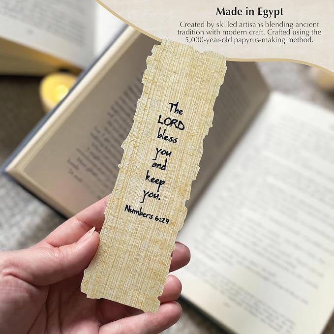 Pyriam Papyrus Religious Bookmark - “The Lord Bless You and Keep You” - Christian Bible Verse Bookmark - Inspirational Religious Gift for Men & Women.