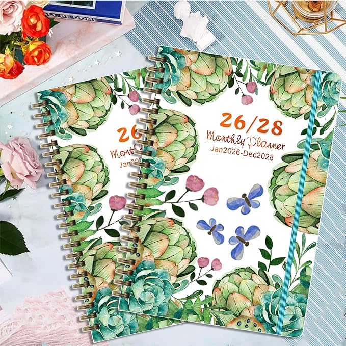 2026-2028 Planner, Three-Year Planner, Daily Plan and Monthly Plan Book, Bound with Iron Circle, A5 (8.26 "x 5.9") (Green)