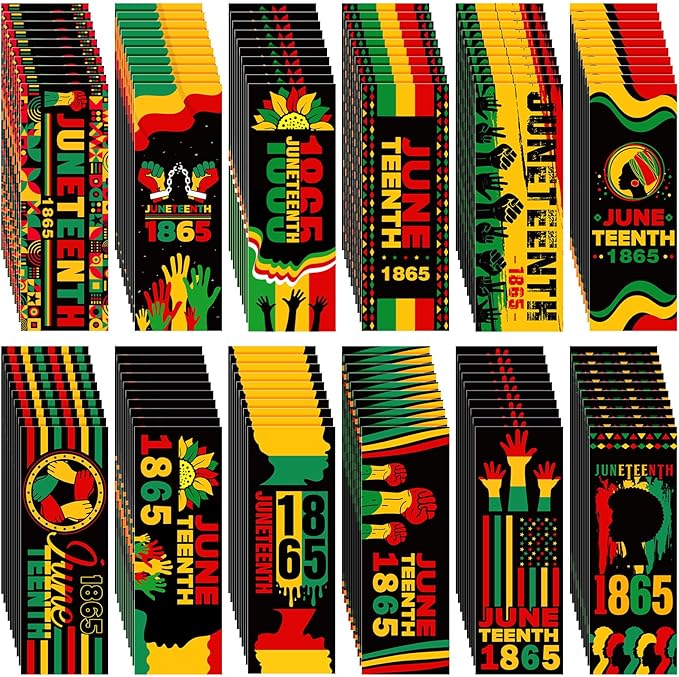 Resurhang 120 Pcs Juneteenth Bookmarks Inspirational Bookmarks Freedom Day Book Marks for Celebrate Africa Americans Independence Day Party Gift Favors Handouts Supplies
