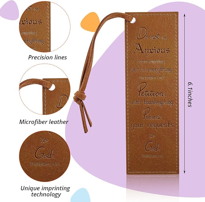 3 Pieces Christian Bookmarks for Women Men, Religious Bookmarks Father's Day Presents, Bible Cover Faux Leather Bookmakers with Inspirational Verse, Personalized Journal Markers (Simple Style)