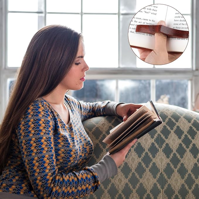 Sliverdew Natural Walnut Wood Thumb Book Page Holder, Universal Medium Size Page Spreader for Hands Free Reading, Premium Book Opener Bookmark, Unique Literary Gifts for Avid Readers Bookworms - 22mm