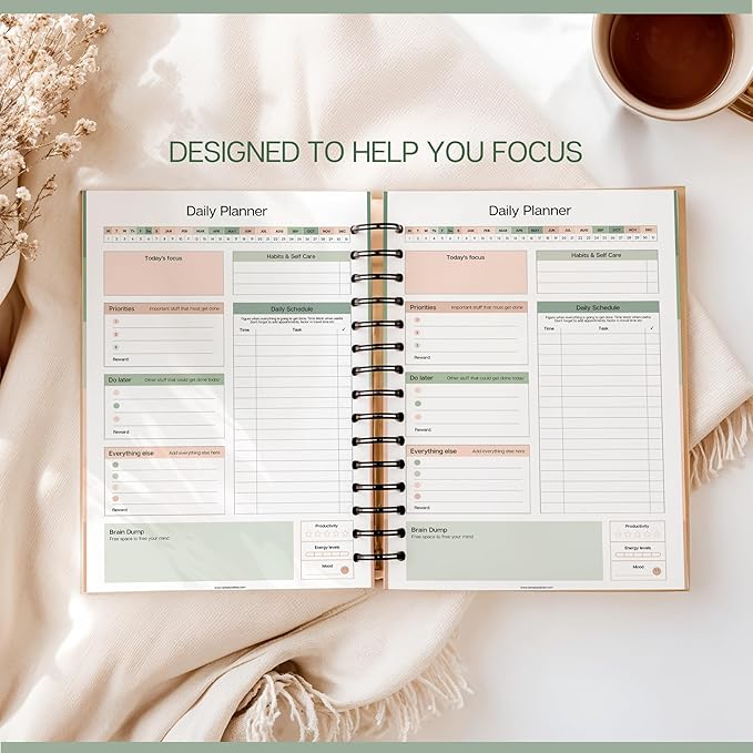ADHD Daily Planner for Neurodivergent Adults - Productivity Daily Planner & Task Management to Stay Organized and Focused (Green)