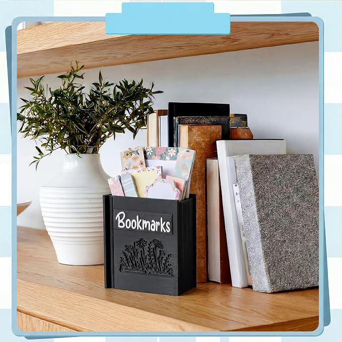 Resurhang 3D Printed Book Shaped Bookmark Holder, Book Lover Gift, Bookish Accessory Office Desk Supplies End of Year Gift for Librarian Bookworm Teacher Women(Black)