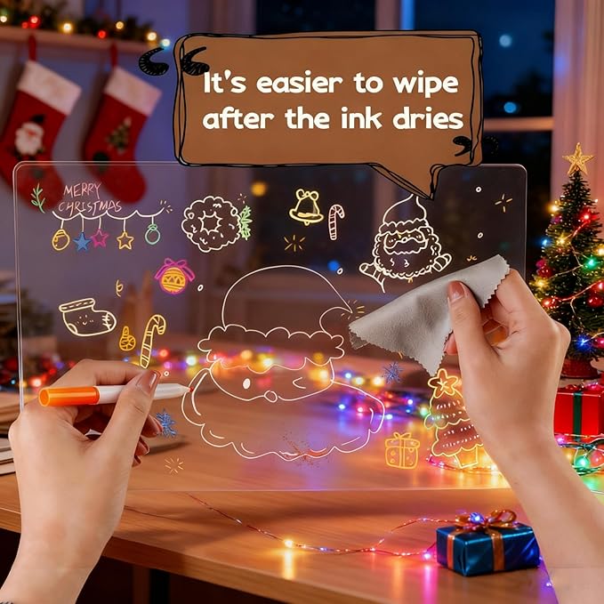 LED Drawing Board, 2026 New Led Drawing Board for Kids, Glowboard, Acrylic Dry Erase with Light,Includes 7 Color Pens,for Office, School, Home(12 * 8in)