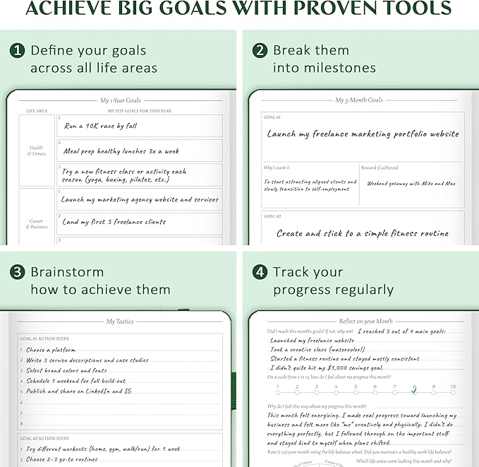 Legend Dated Hourly Weekly Planner 2026 – Daily, Monthly & Yearly Agenda with Time Slots – Hardcover Organizer Journal, 5.8x8.3” (Dark Green)