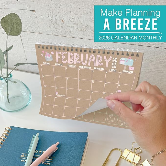 Small Desk Calendar 2026-18-Month 2026 Desk Calendar Small for Home, Office & Classroom, Standing Flip Desks Calendars 2026-2027, Teacher Appreciation Gifts, Graduation Gifts
