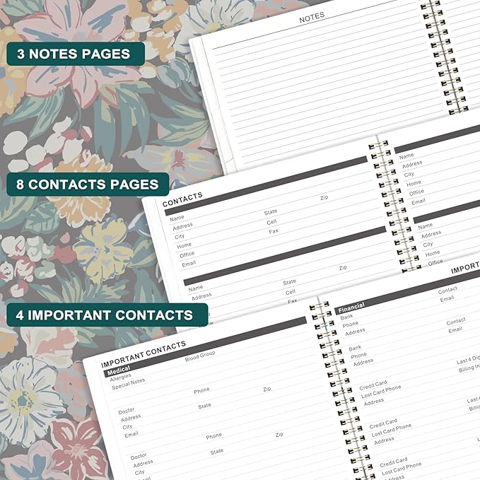 Monthly Planner 2026-2028 - 3 Year Planner/Calendar 2026-2028, JAN 2026 - DEC 2028, 9" x 11", 3 Year Calendar 2026-2027-2028 monthly planner with 36 Monthly Tabs, Notes Pages, Inner Pocket - Floral