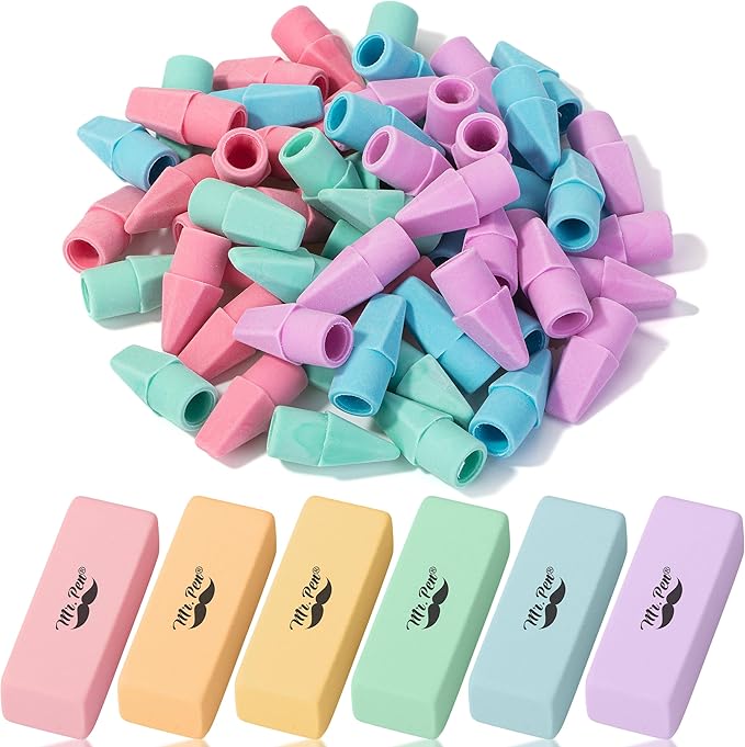 Mr. Pen- School Eraser Combination Set, 66 Pack, Pastel Colors, Latex Free Erasers for School, Office, Art Sketching, Homework, Exams, Clean Smudge-Free Correction