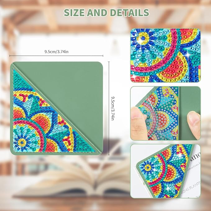 6 PCS Diamond Art Bookmarks, Diamond Painting Bookmarks for Book Lovers 5D DIY Bookmark Corner Bookmark Adults Crafts Diamond Art Kits for Home Office Beginner Adults Gift