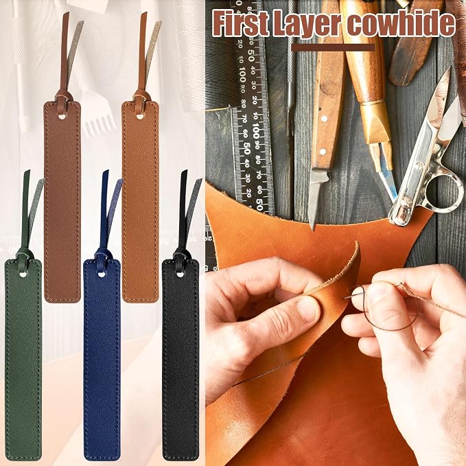 Zonon 10 Pieces Leather Bookmarks Handmade Genuine Leather Page Markers Personalized Bookmarks for Book Reading Bookworm Book Lovers Readers Writers Accessories(Classic Color)