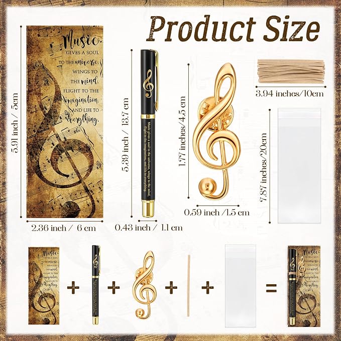 Sayglossy 6 Sets Music Themed Appreciation Gifts Bulk End of Year Gifts for Students Inspirational Musical Pens Pins and Bookmarks Music Party Favors for Musicians Band Choir Concert Teachers