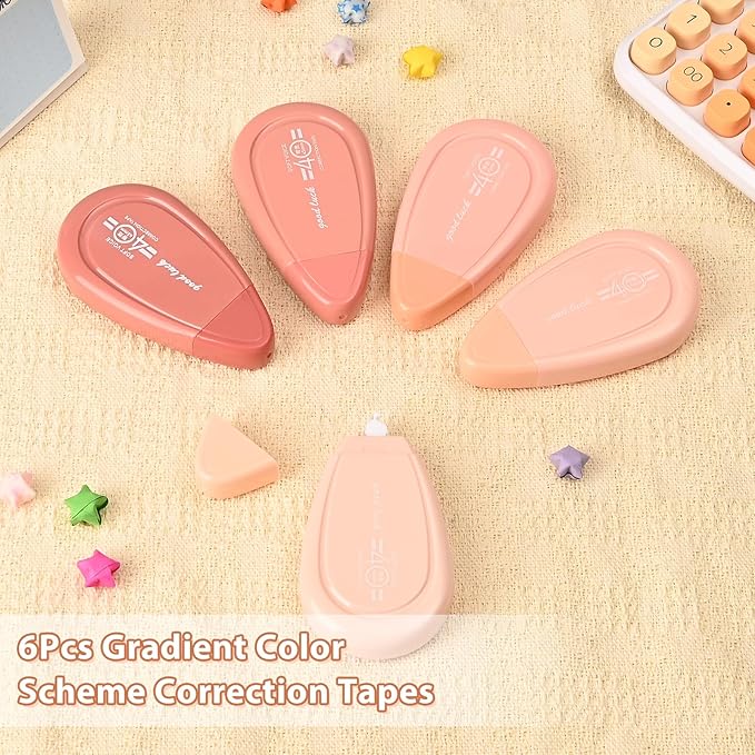 5pcs White Correction Out Tape, 32.81 Feet Cute Correction Tape for Instant Corrections, Easy to Use Applicator for Office and School Supplies (Pink)