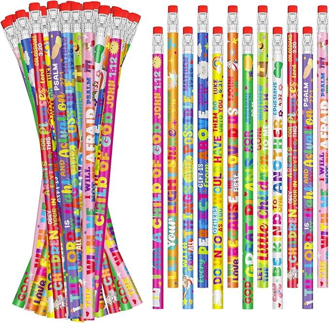 Cinrobiye 200 PCS Bible Pencils Bulk,Christian Gifts Wood Pencils with Erasers Inspirational Religious Supplies for School Prizes Classroom Exchange Gift Party Favors,Stationary Gifts