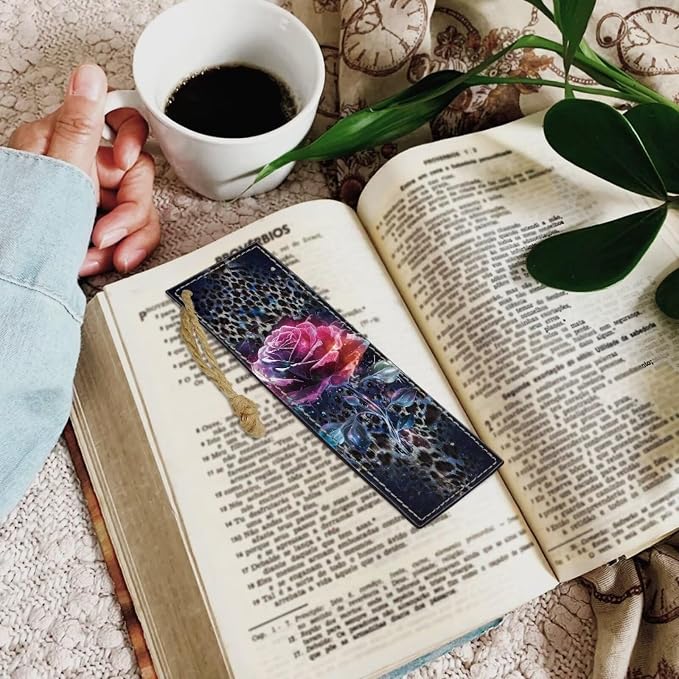 Bookmarks for Men Boy, Cool Bookmarks Leopard-Print Roses Book Marks for Adults Kids Bookmark Set of 2 for Bibles
