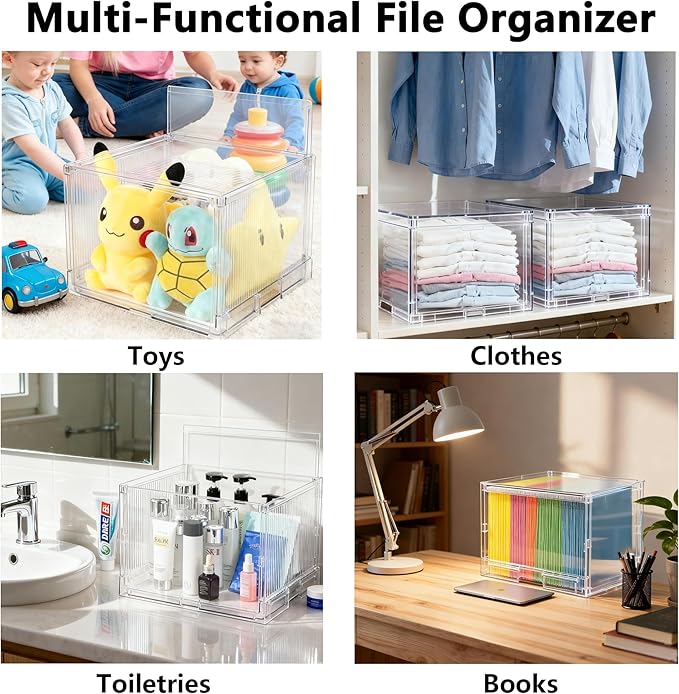 MUKAI Hanging File Organizer, File Box,Portable Storage Bins with Lids,Letter-size File Holder File Cabinet for Office/Home/Decor No Folders