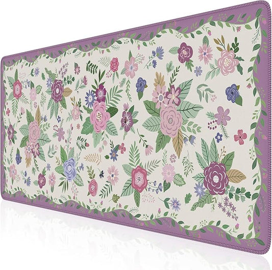 HAOCOO Purple Desk Cover Mat, Cute Large Mouse Pad with Stitched Edges, Non-Slip Waterproof Keyboard Mat, Office Supplies & Desktop Decor, Desk Pad Mat for Women Office Organizers