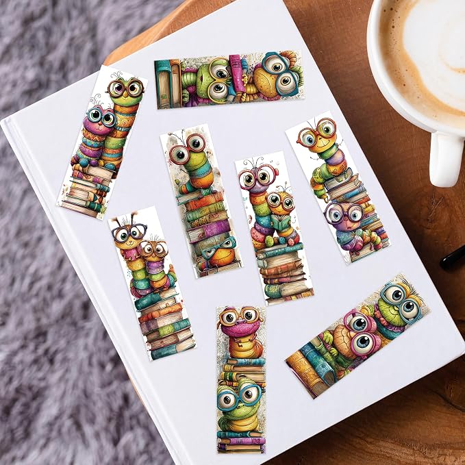 Whimsical Bookworms Magnetic Bookmarks, 30 Pcs Cute Cartoon Worm Book Mark Magnet Clips for Reading Kids, Fun Page Markers for Books School Classroom Stationary Rewards Bookish Gifts