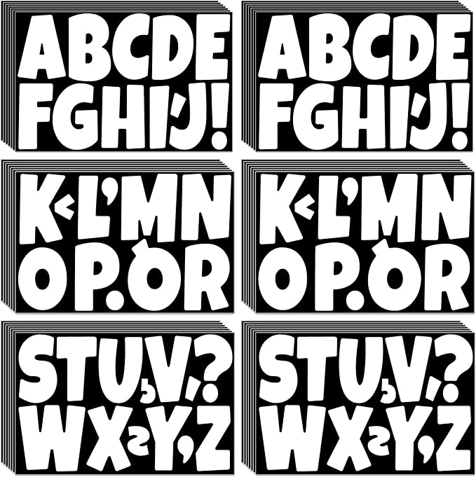 504 PCS Bulletin Board Letters 42 Sheets Large Letter Stickers Vinyl Waterproof Self-Adhesive Alphabet Sticker Letters for Poster Board Display Classroom School Mailbox Home Decor (3 Inch, White)