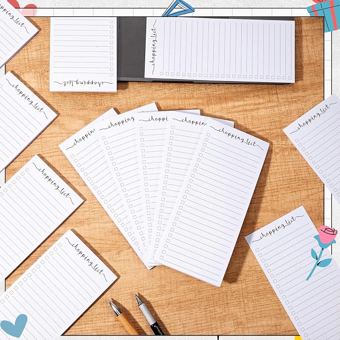 Censen 10 Pack 500 Sheets Shopping List Notes Daily Checklist Notepads with 50 Sheets Each Undated Memo Pad Color Block Shopping List Pad Weekly Plan Notepad Organizer Planners(White)