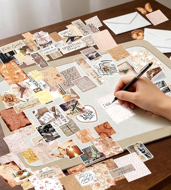Bulletin Board 23.6×15.7 inches 129 Pcs Prayer Board Supplies Kit for Women with Board, Envelopes, Pins, Boho Decorative Stickers Cards for Home Office Classroom School Wall Art
