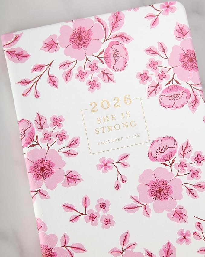 WORLD TRAVELER 2026 Planner - 6x8 Inch Weekly and Monthly Calendar Planner Agenda Book with Bookmark & Ribbon for School and Office, Size 6X8, Pink Cherry