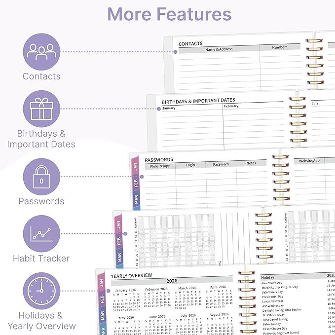2026 Appointment Book, 30 Minutes-Hourly, Weekly ＆ Monthly Calendar Planner 2026, Jan 2026 - Dec 2026, 6.2'' x 8.4'', 2026 Daily Planner with Tabs ＆Pocket, Flexible Cover, Great for Office, Home, School