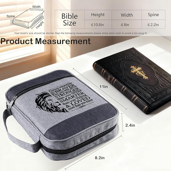 Faithful Hers Bible Cover for Mens Bible Case with 6 highlighters Lightweight Nylon Carrying Bag Multifunction Church Study Book Carrier with Handle Christian Gifts