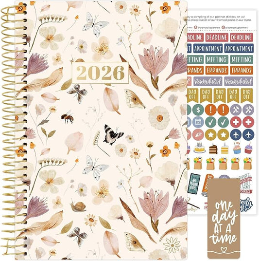 bloom daily planners 2026 Planner (January - December) Calendar Year Organizer - 5.5” x 8.25” - Weekly & Monthly Agenda Book with Stickers & Bookmark - Butterfly Garden