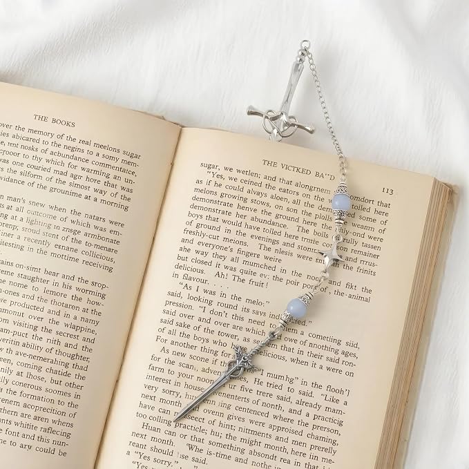 Charm Sword Star Bookmark - Fantasy Metal Book Mark with Crystal Beads Aesthetic Page Marker Gifts for Reading Lover Women Men Girls Kids Students Teachers Bookish Birthday School Office