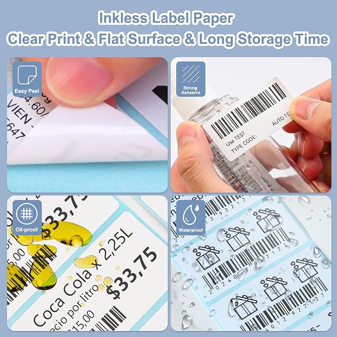Thermal Label, CLABEL Thermal Shipping Label Printer Paper, Sticker Labels for Shipping Packages Postage Home Small Business (2.75"x1.57" (70x40mm)-4 Rolls)